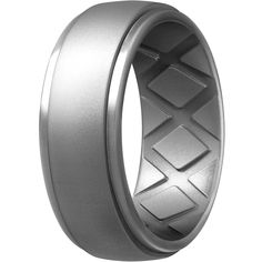 a men's wedding band with an abstract design in grey gold, on a white background