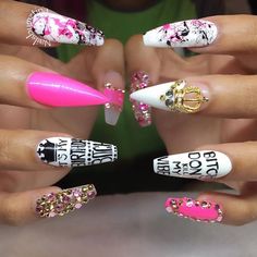 Instagram media nailsbymztina - Birthday nails for the lovely @thatsbutta Cute Birthday Nails Acrylic, Cute Birthday Nails, Nailart Ideas, Bday Nails, Pinterest Nails