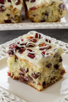 a piece of cake sitting on top of a white plate