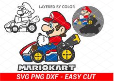 mario kart on a toy car with an easy cut file for svg and dxf