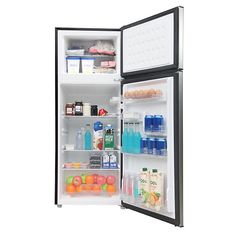 an open refrigerator filled with lots of food and drinks