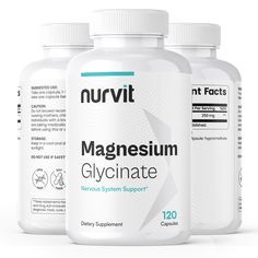 three bottles of nutritt magnaneium glycinate on a white background