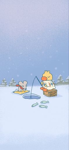 winnie the pooh playing with a toy in the snow