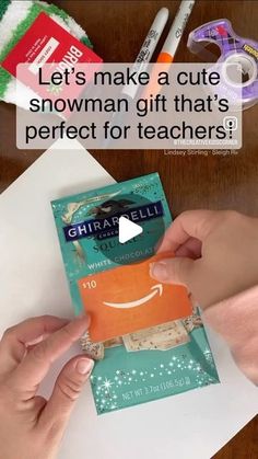 someone is making a cute snowman gift that's perfect for teachers with an amazon gift card