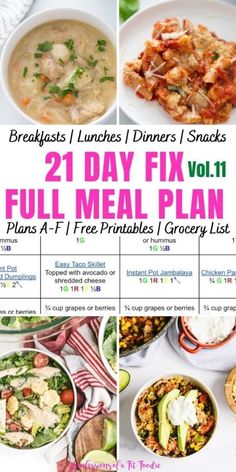 the 21 day fix meal plan is shown