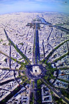 an aerial view of the eiffel tower in paris