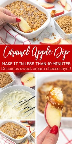 caramel apple dip makes it in less than 10 minutes delicious sweet cream cheese layer