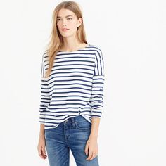 J.Crew - Saint James® for J.Crew slouchy T-shirt Jcrew Style, Stripes Outfit, Summery Outfits, Carolyn Murphy, J Crew Style, Slouchy Tee, All Jeans, Stripe Outfits, 2016 Trends