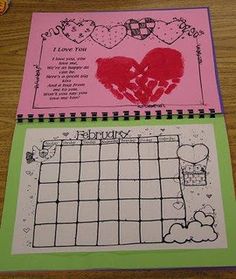 two calendars with hearts drawn on them