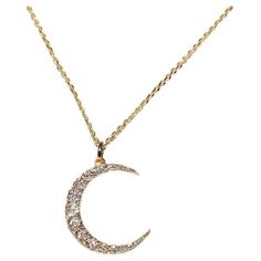 In very good condition. Total weight is 6 grams. Totally is diamond 1.04 ct. The diamond is has G-H-I color and vs-s1-s2 clarity. Total lenght is chain 45 cm. Please contact for any questions. Moon Pendant Necklace, Decorative Letters, Modern Necklaces, Modern Pendant, Stone Cuts, Moon Pendant, Diamond Stone, Modern Jewelry, Earings Piercings