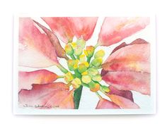 a watercolor painting of a pink flower