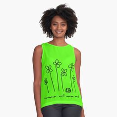 Flowers Line Drawing, Black Line Drawing, Flower Line Drawings, Minimalist Flowers, Black Line, Seafoam Green, Sea Foam, Line Drawing, Sleeveless Top