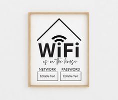 the wifi is on the phone network password printable in a wooden frame