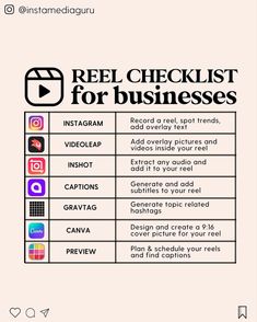 Instagram reel checklist for businesses How To Instagram, Marketing Apps, Reel Apps, Simple Reels Ideas, Apps For Reels, How To Make Videos For Instagram, Ig Reel Ideas, Reel Making App, Best Apps For Reels