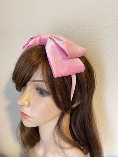 "Material Velvet fabric, metal band Description Bow size: 7.5\" width Band size:0.5\" width, 15.5\" long one size fits most * Our headband is very comfortable to wear for everyday as well as on special Occasions. * all our shop items are handmade by me in the USA All custom orders welcome, please contact me! Current processing time is 1-3 business days before shipping. SHIPPING: All US orders are shipped USPS First Class Flat mailer with tracking information. Thank you for taking your time to vi Zara Hats, Big Bow Headband, Bow Wedding Dress, Pink Headband, Headband Black, Design Boards, Headband For Women, Pink Headbands, Big Bow