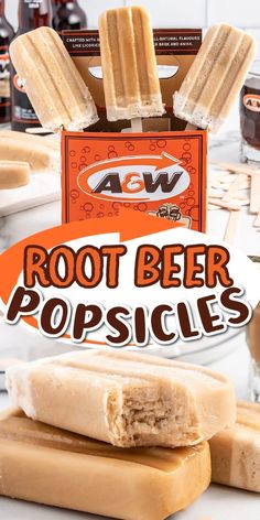 root beer popsicles stacked on top of each other