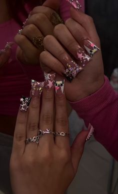 Exotic Duck Nails, Flare Nails, Season Nails, Junk Nails, Duck Nails, Colored Acrylic, Birthday Inspo