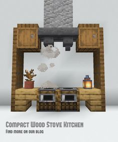 A simple minecraft kitchen idea Stove Minecraft, Minecraft Creative Ideas, Minecraft Build Ideas, Bed Bookcase, Minecraft Small House, Minecraft Kitchens, Minecraft Kitchen Ideas