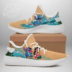 Lilo And Stitch Yeezy Boost Shoes Sport Sneakers Lightweight construction with breathable mesh fabric provides a comfortable and flawless fit. Boost Shoes, Yeezy Sneakers, Shoes Sport, Yeezy Shoes, Shoe Print, Yeezy Boost, Sport Sneakers, Dinosaur Print, Lilo And Stitch