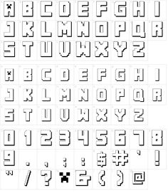 the alphabet and numbers in pixel style