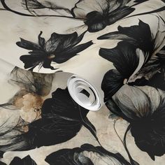 black and white floral print on fabric