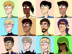 the many faces of some people in different colors