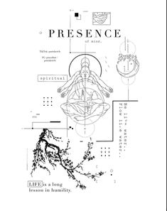 a black and white poster with the words presence