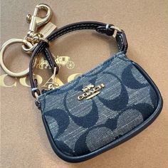 Nwot Coach Nolita Bag Charm Signature Denim Coach Denim Bag, Coach Accessories, Fancy Bags, Pretty Bags, Walker Boots, Denim Bag, Rain And Snow Boots, Colored Denim, Workout Accessories