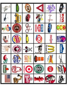 a game board with many different logos on it