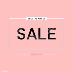 a pink background with black and white text that says special offer sale on it's side