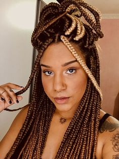 Jumbo Braids Hairstyles, African Women Hair, Jumbo Box Braids Styles, Box Braids Styles, Loose Braid, Colored Box Braids, Hairstyles For Ladies, French Twists