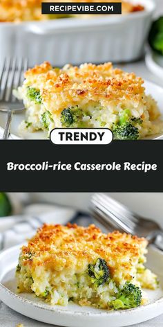 broccoli - rice casserole recipe with text overlay