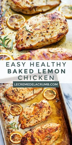 baked lemon chicken on a baking sheet