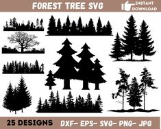 forest trees svg files for use in design projects and scrapbooking - 25 designs