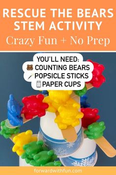 counting bears balanced on popsicle sticks, cups, and index cards on a classroom table Stem Club Activities, Stem Lesson Plans Elementary, Kindergarten Stem Challenges, Steam Activities Elementary, Stem Challenges Elementary, Stem Lesson Plans, Children Working, Stem Camp