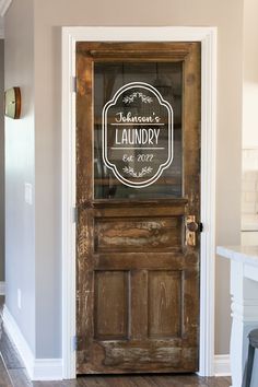 a wooden door with a sign that says johnson's pantry on the front and side