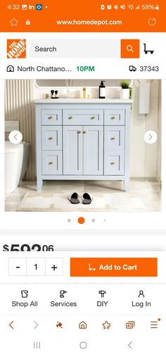 an orange and white bathroom with the words home depot on it's front page