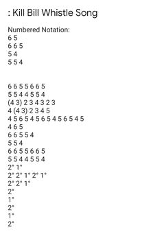 the number notation for kill bill whistle song