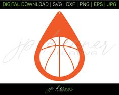 an orange water drop with a basketball on it and the words digital svg dxf