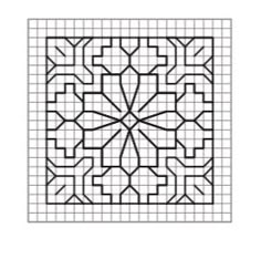 a black and white image of a square with an intricate design in the middle, on a