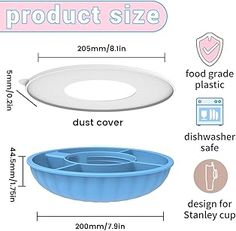 the product size is shown with measurements for each item