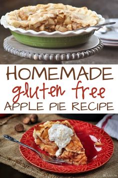 homemade gluten - free apple pie recipe on a red plate