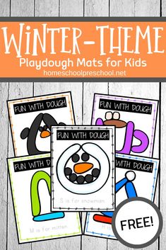 winter themed playdou mats for kids with free printables