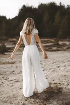 [Brautjumpsuit NOÈ] - [light and lace] Lace Jumpsuit Wedding, Wedding Dress Jumpsuit, Boho Bridal Gowns, Wedding Dress Chiffon, Lace Jumpsuit