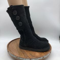 UGG Australia Boots Womens 7 Classic Cardy Knitted Sweater Tall Snow 5819 Black | eBay Black Uggs Boots, Classic Tall Ugg Boots, Knitted Uggs, Black Ugg Boots Ugg, Tall Uggs, Ugg Boots Tall, Fw 2024, Ugg Original Ugg Boots Australia - Australian Made & Owned., Ugg Classic Tall