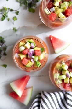 31 Refreshing Watermelon Recipes - Budgeting for Bliss Tomato And Cucumber, Gazpacho Recipe, Chilled Soup, Micro Greens, Watermelon Gazpacho, How To Peel Tomatoes, Seek Adventure