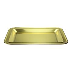 an empty gold tray on a white background