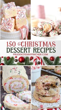 christmas desserts are shown in this collage