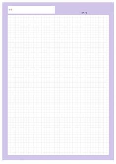 a grid paper with the word date written on it in purple and white, as well as