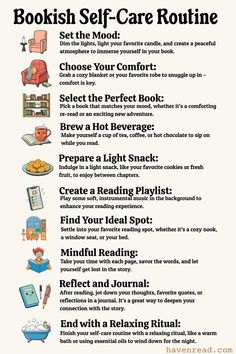 a poster with the words bookshelf care routine